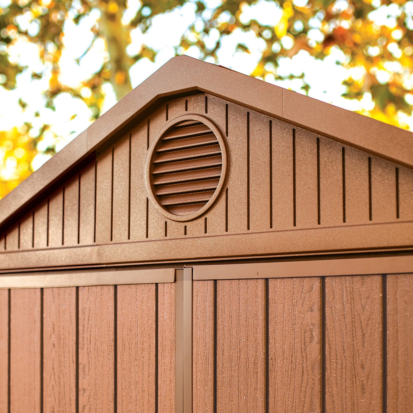 Darwin Outdoor Apex Double Door Garden Storage Shed 6x4 ft – Brown Wood Look, Fade Free, All-Weather Resistant, Safe & Secure